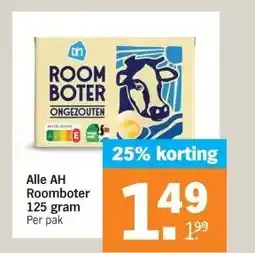 Albert Heijn Alle AH Roomboter 125 gram aanbieding