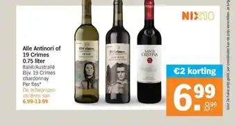 Albert Heijn Alle Antinori of 19 Crimes 0.75 liter aanbieding