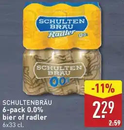 ALDI Schultenbräu 6 pack 0.0% bier of radler aanbieding