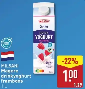 ALDI Milsani Magere drinkyoghurt framboos aanbieding