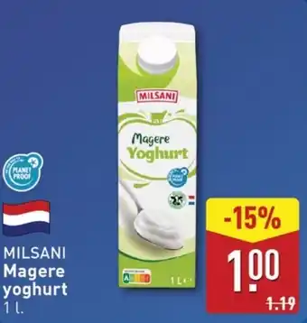 ALDI Milsani Magere yoghurt aanbieding