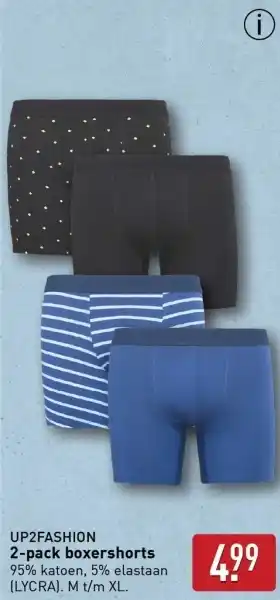 ALDI UP2FASHION 2-pack boxershorts aanbieding