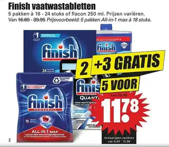 Dirk Finish Vaatwastabletten 2+3 Gratis aanbieding