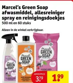 Kruidvat Marcel's Green Soap afwasmiddel, allesreiniger spray en reinigingsdoekjes aanbieding