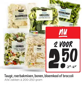 Jumbo Taugé, roerbakmixen, bonen, bloemkool of broccoli aanbieding