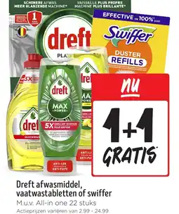 Jumbo Dreft afwasmiddel, vaatwastabletten of swiffer aanbieding