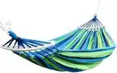 Bol.com 4gardenz Canvas Hangmat met Spreidstok 290x150cm - Blauw/Groen aanbieding