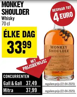 Dirck 3 Monkey shoulder aanbieding
