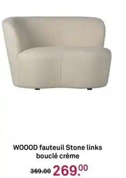 Karwei Woood fauteuil stone links bouclé crème aanbieding