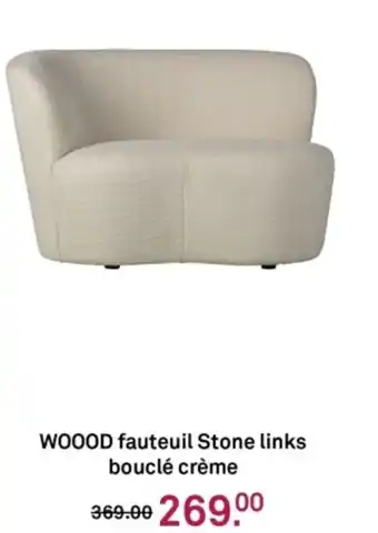 Karwei Woood fauteuil stone links bouclé crème aanbieding