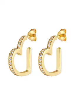 Douglas Elli PREMIUM Dames Creoles Heart Love Trend met Kristallen in 925 Sterling Zilver aanbieding