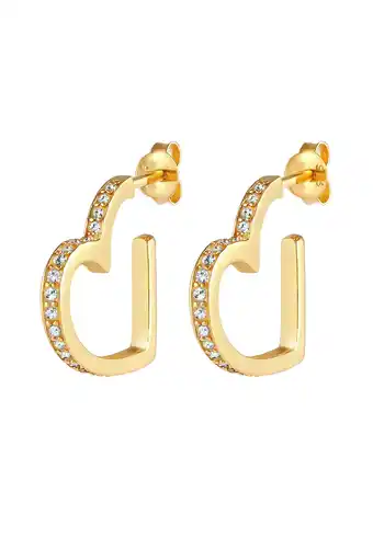 Douglas Elli PREMIUM Dames Creoles Heart Love Trend met Kristallen in 925 Sterling Zilver aanbieding