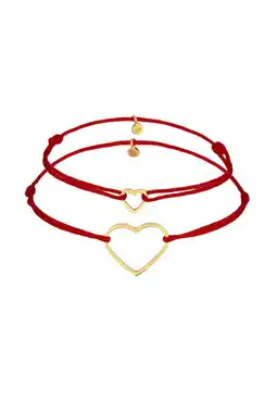 Douglas Elli Dames Moeder en Kind Set Hart Uitgesneden met Nylon Rood in 925 sterling zilver verguld aanbieding