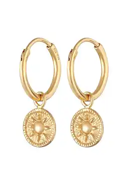 Douglas Elli Dames Creoolse Munt Zon Rond in 925 Sterling Zilver Verguld aanbieding