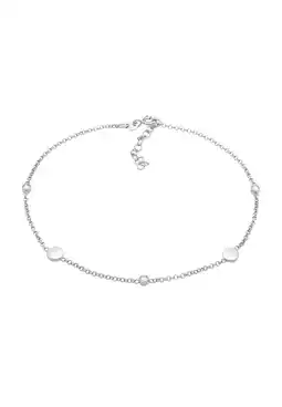Douglas Elli Dames enkelbandje plaatjes basis met kristallen in 925 sterling zilver aanbieding