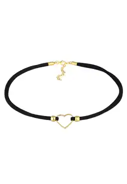 Douglas Elli Dames Choker Hart Liefde met Velours Zwart in 925 sterling zilver aanbieding