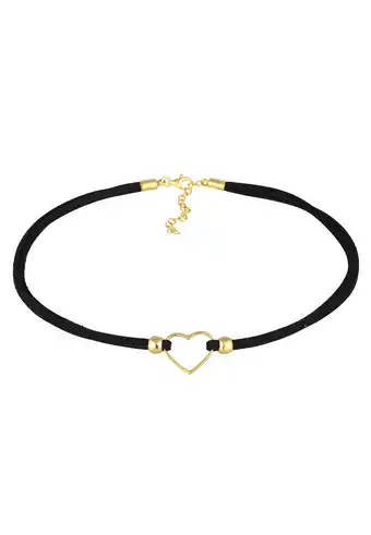 Douglas Elli Dames Choker Hart Liefde met Velours Zwart in 925 sterling zilver aanbieding