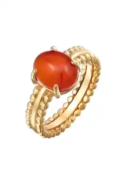 Douglas Elli PREMIUM Elli PREMIUM Ring Dames Statement Gedraaid met Carneool in 925 sterling zilver verguld aanbieding