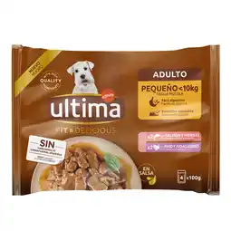 Zooplus 44x 100g Ultima Fit & Delicious Mini Hond Volwassen Zalm & Kalkoen hondenvoer nat aanbieding