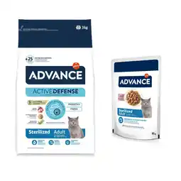 Zooplus 50% korting! 3 kg Advance droogvoer en 12 x 85 g Advance natvoer voor katten aanbieding