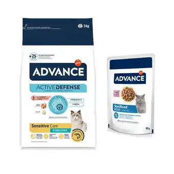 Zooplus 50% korting! 3 kg Advance droogvoer en 12 x 85 g Advance natvoer voor katten aanbieding