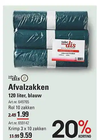 Sligro take dis Afvalzakken 12liter aanbieding