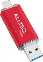 Bol.com USB stick - Dual USB - USB C - 256 GB - Rood - Allteq aanbieding