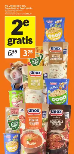Albert Heijn Alle Unox soep in zak, Cup a Soup en Good snacks aanbieding