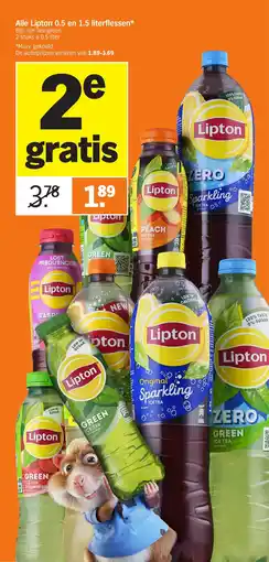 Albert Heijn Alle Lipton 0.5 en 1.5 literflessen aanbieding