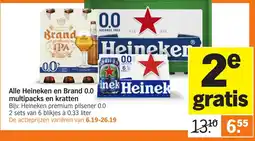 Albert Heijn Alle Heineken en Brand 0.0 multipacks en kratten aanbieding