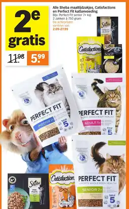 Albert Heijn Alle Sheba maaltijdzakjes, Catisfactions en Perfect Fit kattenvoeding aanbieding