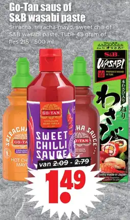 Dirk Go Tan saus of S&B wasabi paste aanbieding