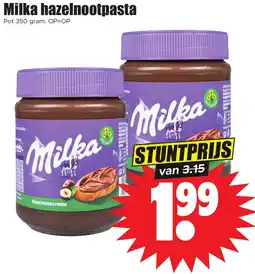 Dirk Milka hazelnootpasta aanbieding