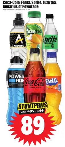 Dirk Coca Cola, Fanta, Sprite, Fuze tea, Aquarius of Powerade aanbieding
