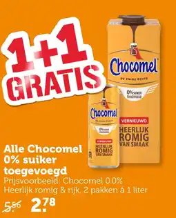 Coop Alle Chocomel 0% suiker toegevoegd aanbieding