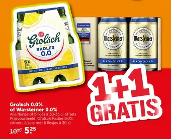 Coop Grolsch 0.0% of Warsteiner 0.0% aanbieding