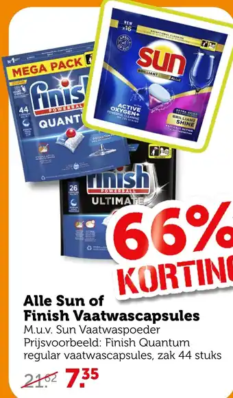 Coop Alle Sun of Finish Vaatwascapsules aanbieding