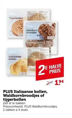 Coop PLUS Italiaanse bollen, Waldkornbroodjes of tijgerbollen aanbieding
