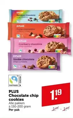 Coop PLUS Chocolate chip cookies aanbieding