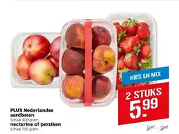 Coop PLUS Nederlandse aardbeien nectarine of perziken aanbieding