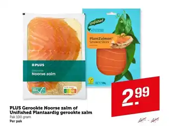 Coop PLUS Gerookte Noorse zalm of Unifished Plantaardig gerookte zalm aanbieding