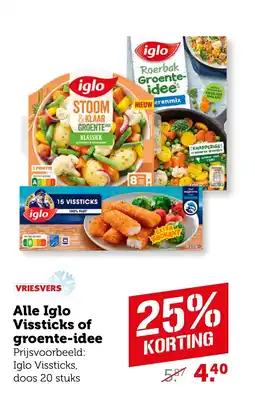 Coop Alle Iglo Vissticks of groente idee aanbieding