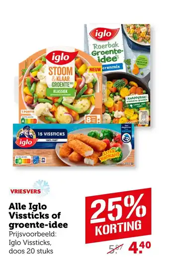Coop Alle Iglo Vissticks of groente idee aanbieding
