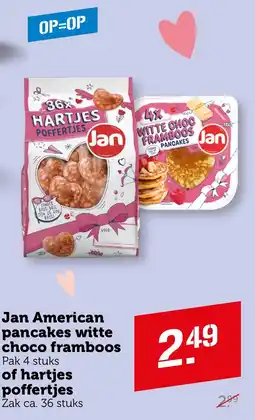 Coop Jan American pancakes witte choco framboos of hartjes poffertjes aanbieding