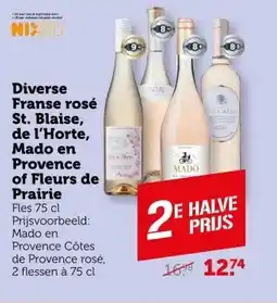 Coop Diverse Franse rosé St. Blaise, de l'Horte, Mado en Provence of Fleurs de Prairie aanbieding