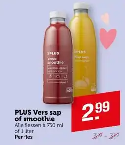 Coop PLUS Vers sap of smoothie aanbieding