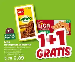PLUS Liga Evergreen of belvita aanbieding