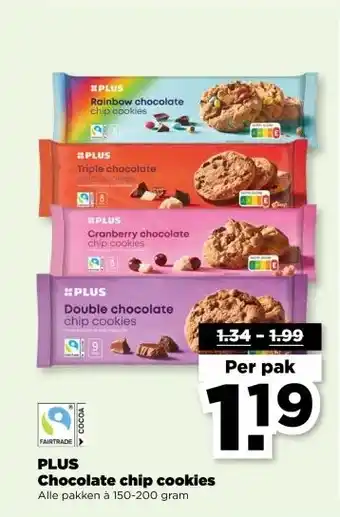 PLUS PLUS Chocolate chip cookies aanbieding