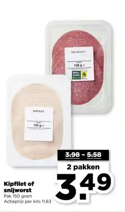 PLUS Kipfilet of snijworst aanbieding