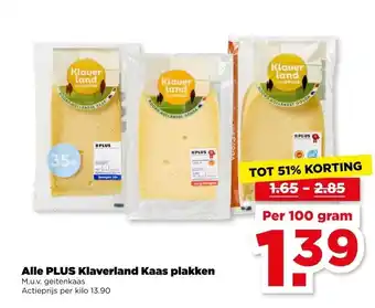 PLUS Alle PLUS Klaverland Kaas plakken aanbieding